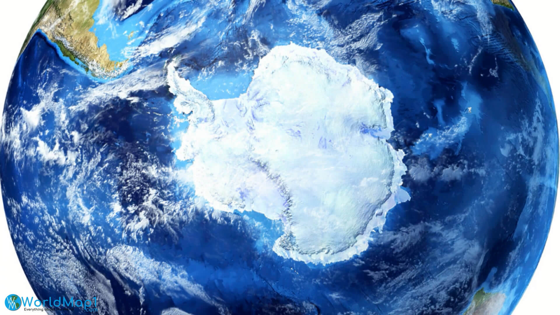 Antarctica and Pacific Ocean Satellite Map